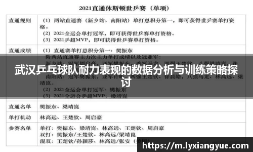 武汉乒乓球队耐力表现的数据分析与训练策略探讨