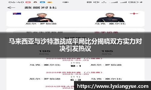 马来西亚与沙特激战成平局比分揭晓双方实力对决引发热议